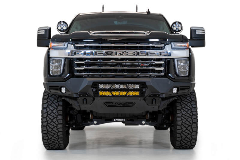 Chevrolet 3500 Front Bumper - Addictive Desert Designs - Bomber - Hammer Black with Satin Black Panels - `20-`27